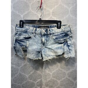 Express‎ Jeans Acid Wash Distressed Frayed Hem Denim Jean Shorts Size 4